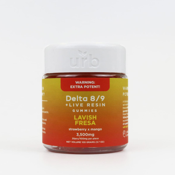 URB Delta 8 9 Live Resin Gummies 3500MG hemp derived THC gummies 35 count jar Lavish Fresa